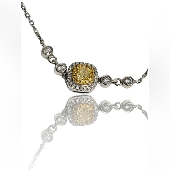 18k White Gold Bracelet/ Yellow Diamond - Picture 7 of 9